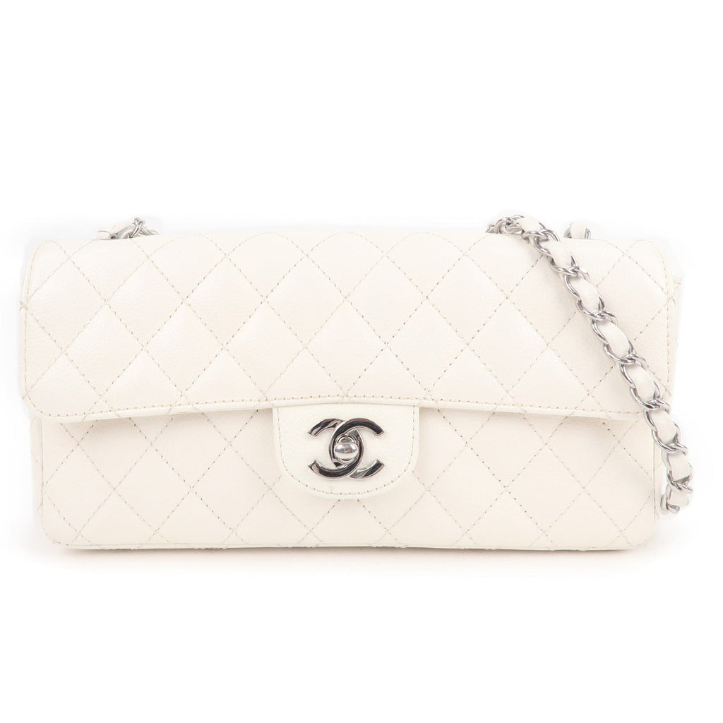 CHANEL Matelasse Caviar Skin Chain Shoulder Bag White