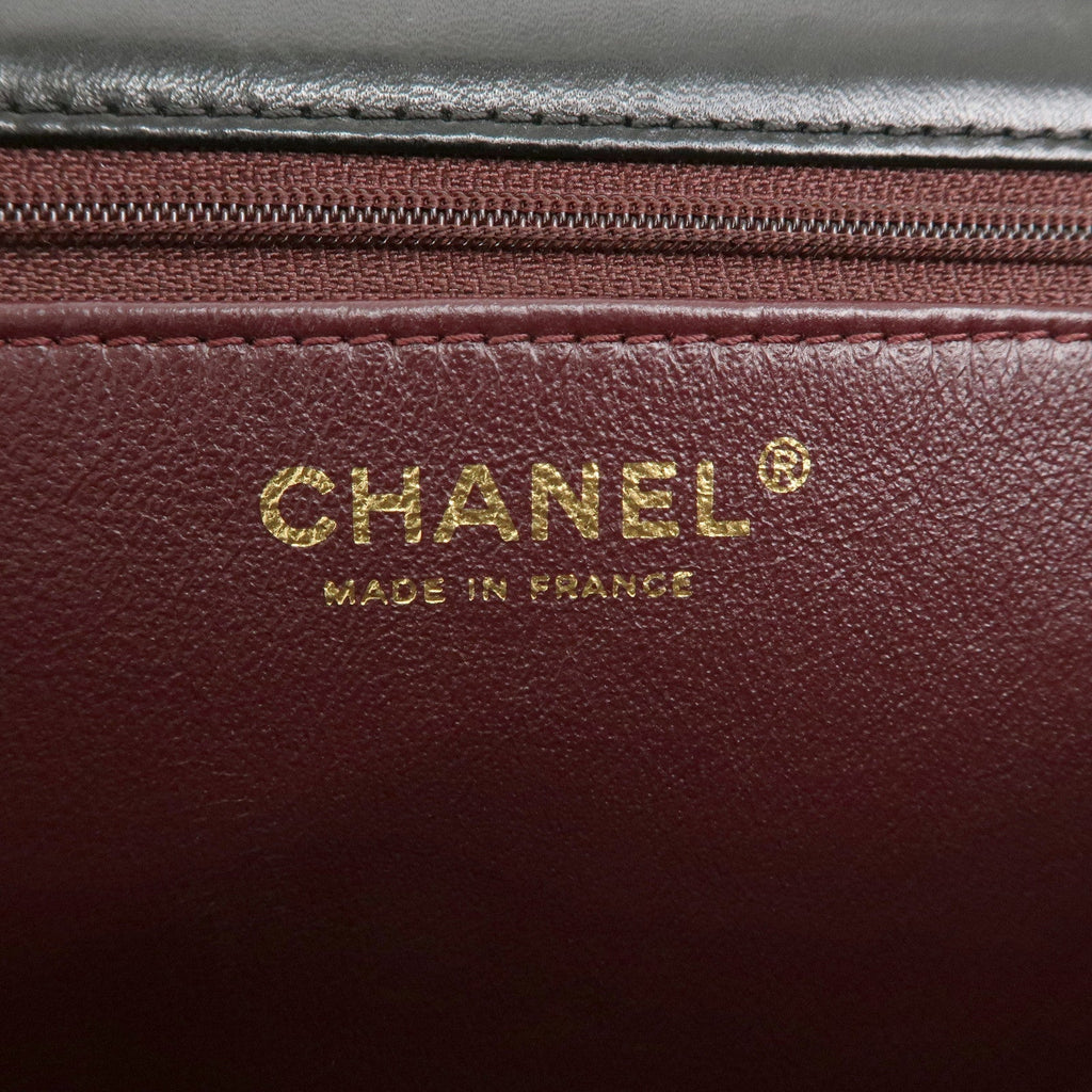 CHANEL Matelasse Lamb Skin Chain Shoulder Bag Black Gold HDW