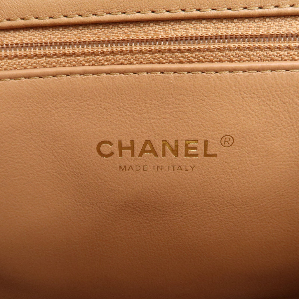 CHANEL Matelasse Lamb Skin Chain Shoulder Bag Beige Gold HDW
