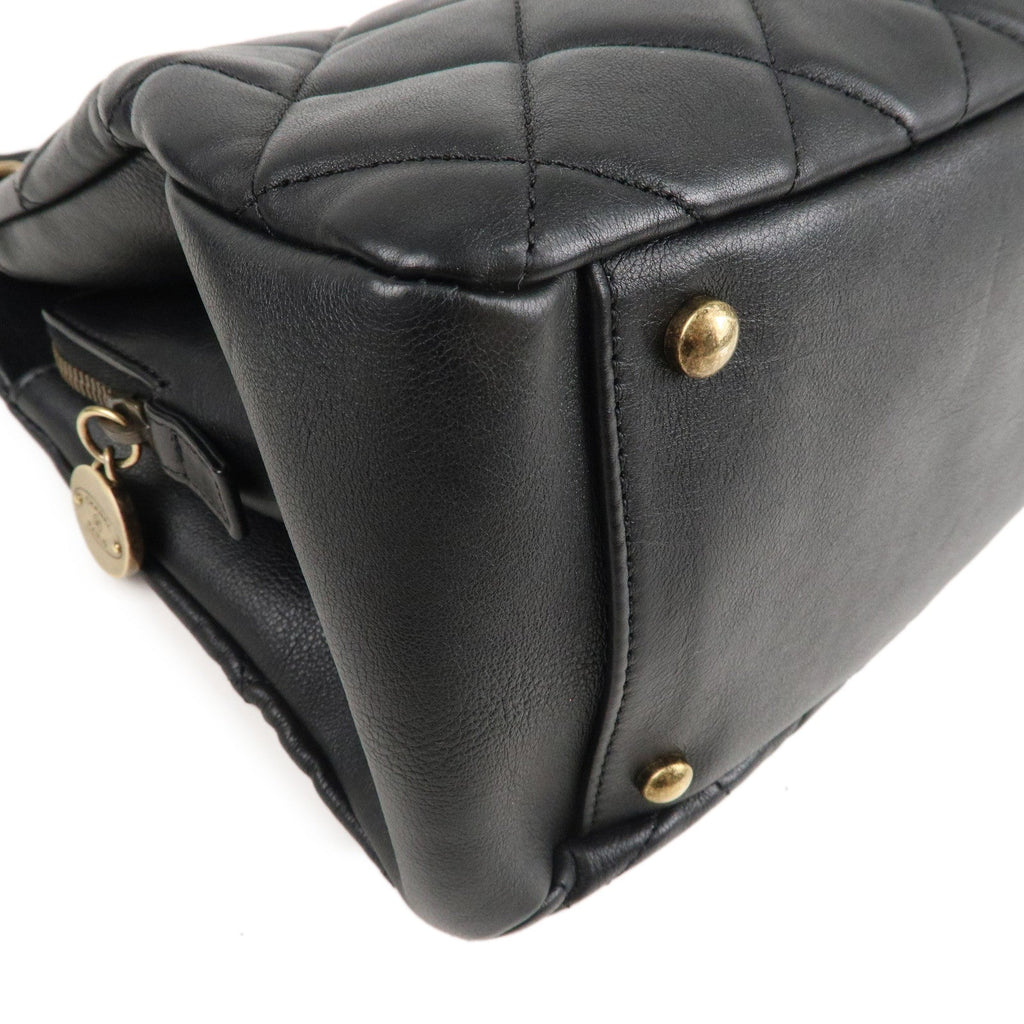 CHANEL Matelasse Lamb Skin Chain Shoulder Bag Black Bags Glimer Gold