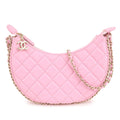 Auth CHANEL Matelasse Lamb Skin Small Hobo Shoulder Bag Pink AS3917 Used F/S