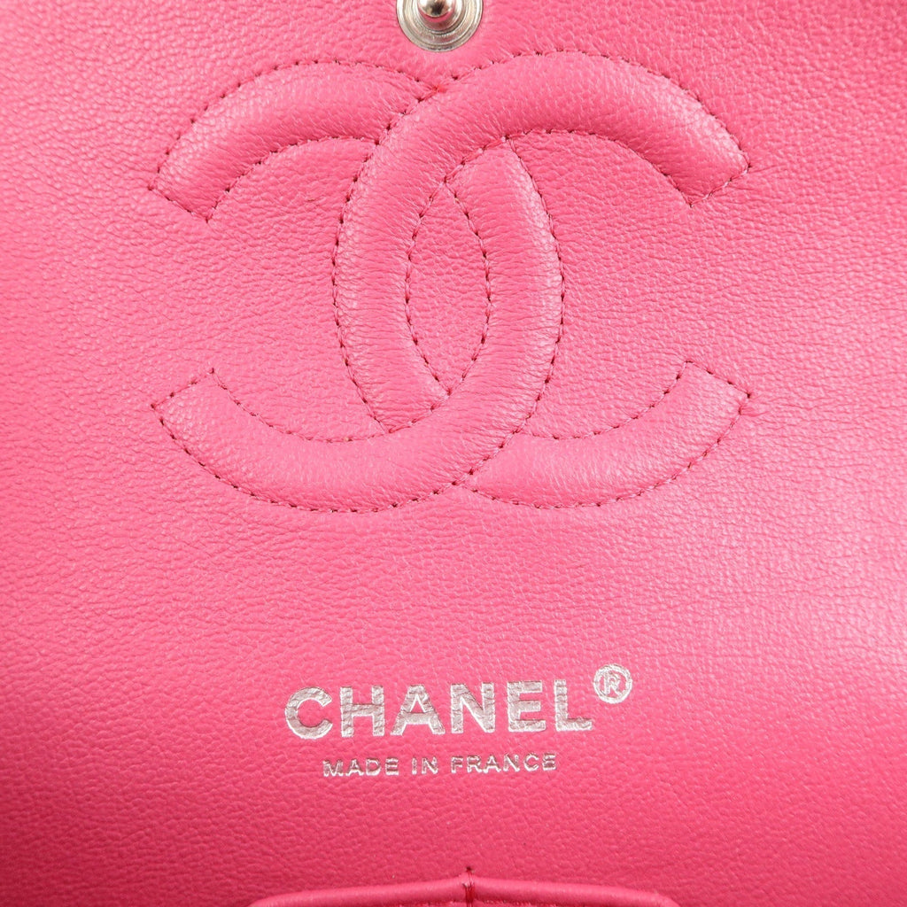 CHANEL Matelasse 25 Tweed Leather Chain W Flap Shoulder Bag Pink