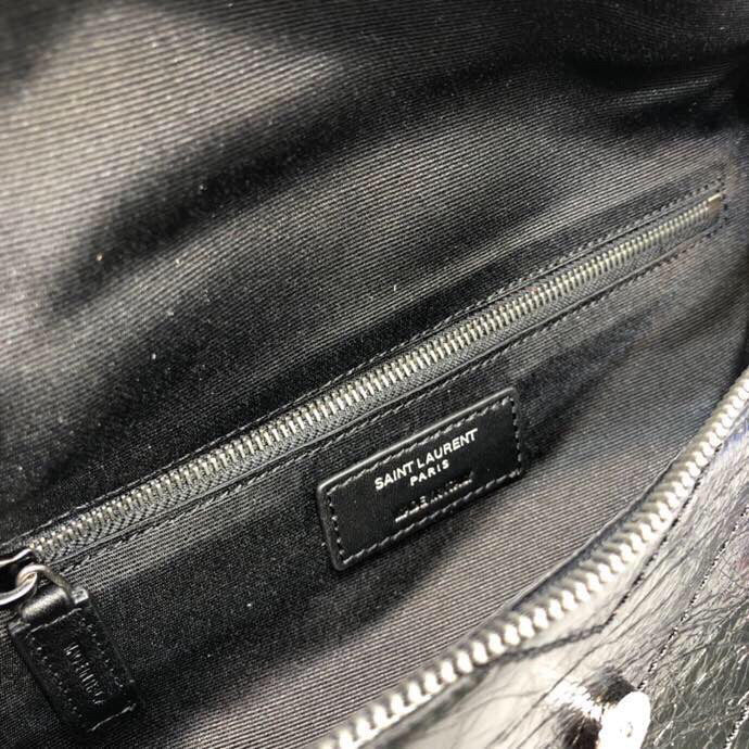 Saint Laurent Niki MeDiorum Crinkled Shoulder Bag Black For Women 11in/28cm YSL