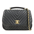 CHANEL Chevron Lamb Skin 2WAY Chain Shoulder Bag Black A98792