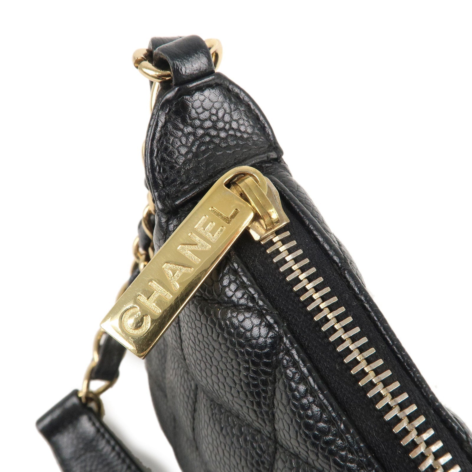 CHANEL Matelasse Caviar Skin Chain Shoulder Bag Black A22476