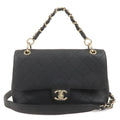 CHANEL Matelasse Caviar Skin 2Way Chain Shoulder Bag Black