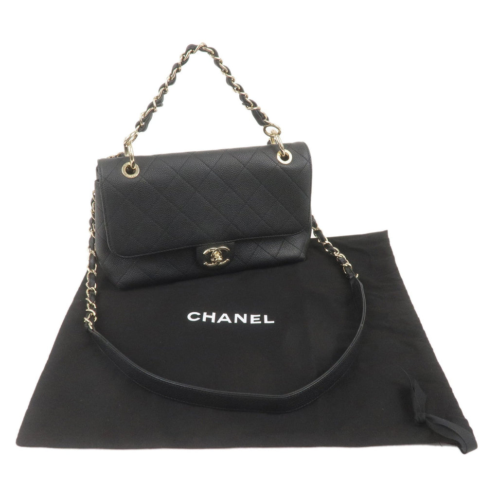 CHANEL Matelasse Caviar Skin 2Way Chain Shoulder Bag Black