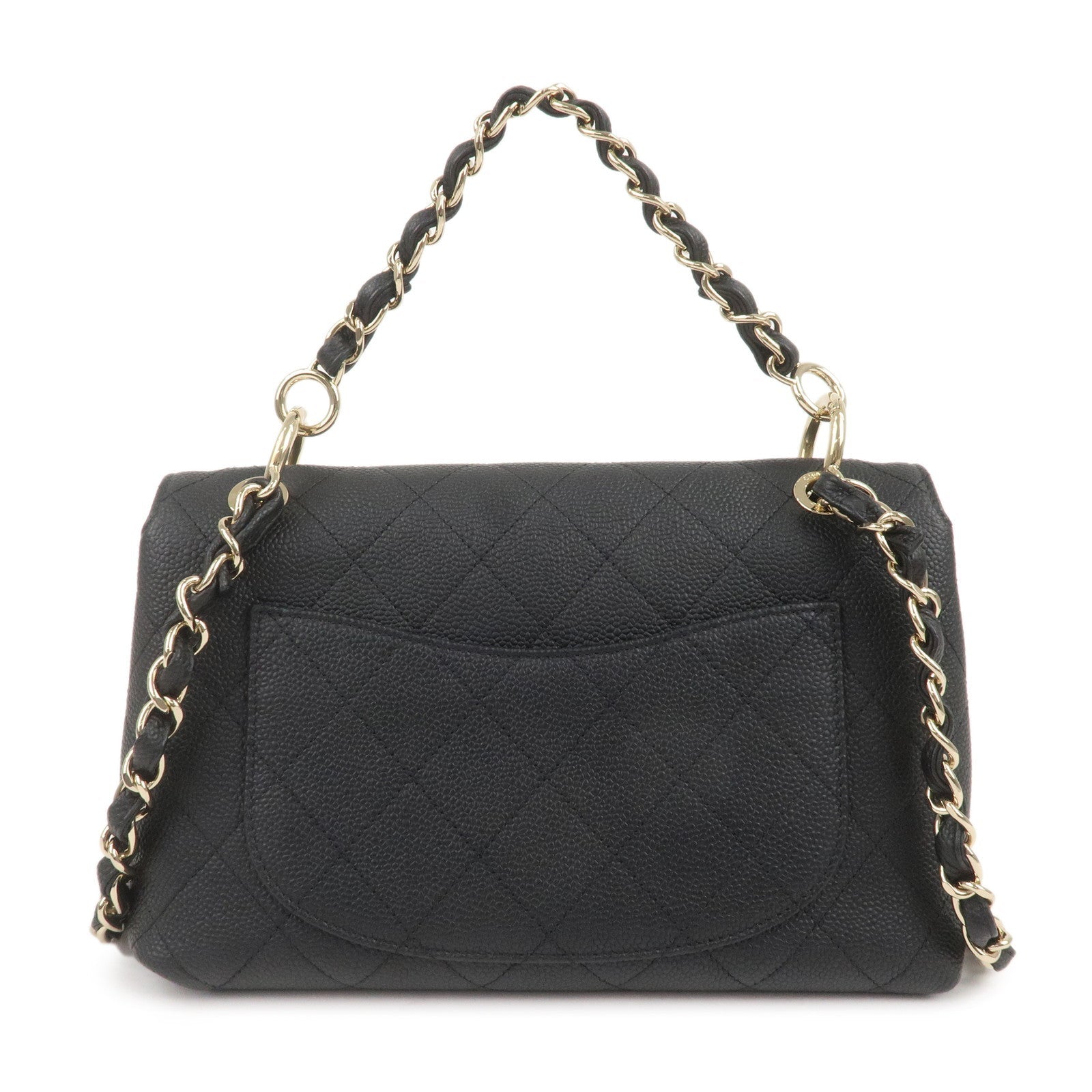CHANEL Matelasse Caviar Skin 2Way Chain Shoulder Bag Black