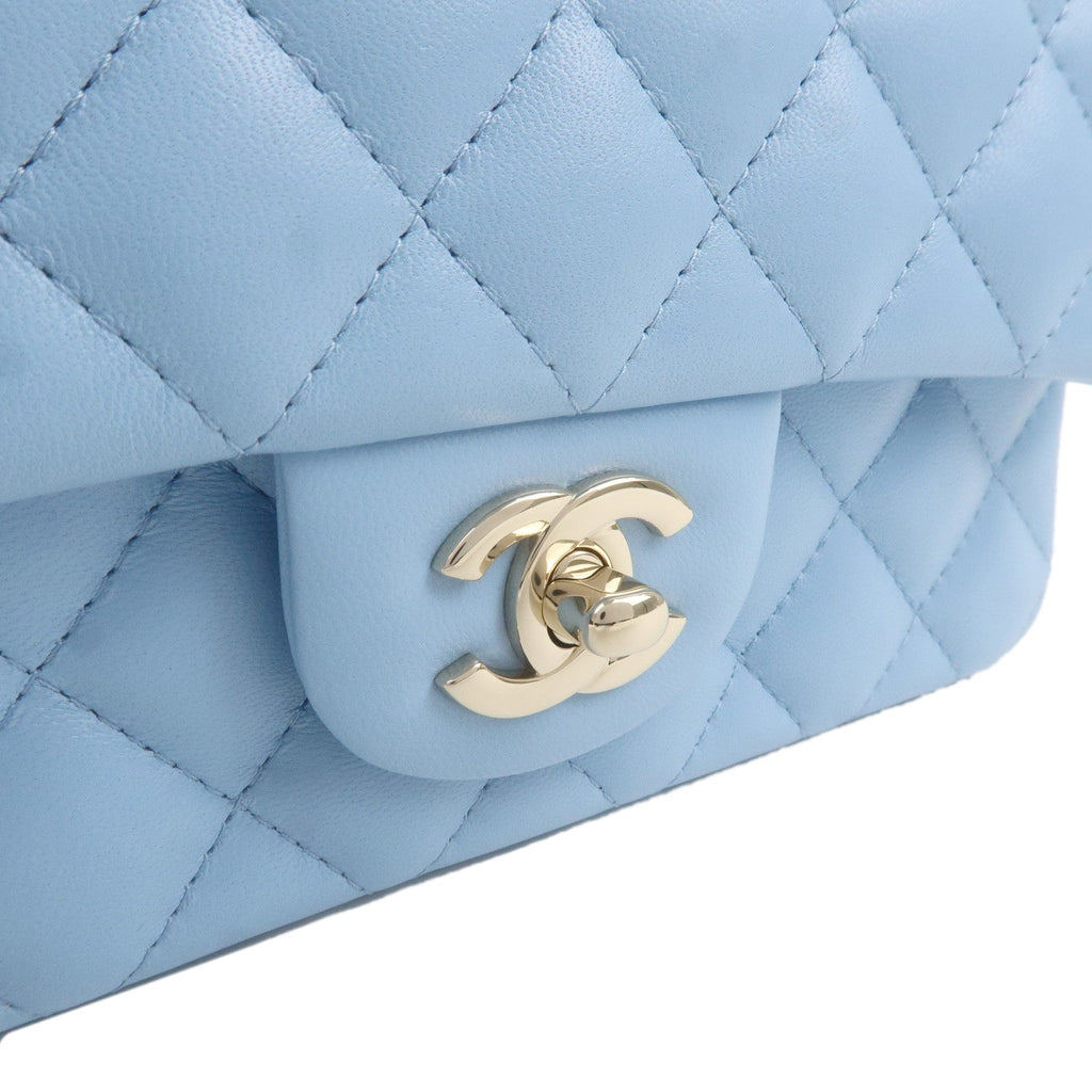 CHANEL Mini Matelasse Lamb Skin Chain Shoulder Bag Blue A69900