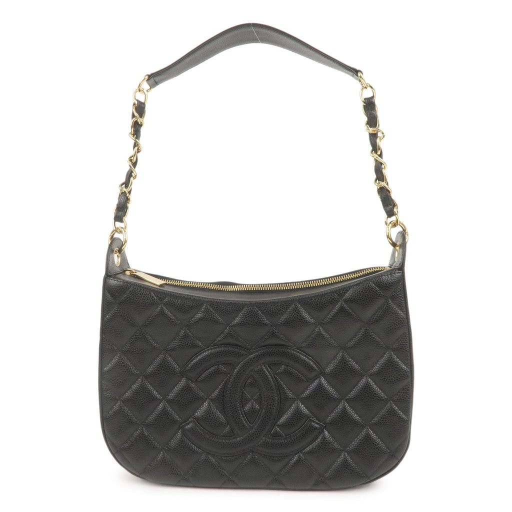 CHANEL Matelasse Caviar Skin Chain Shoulder Bag Black A20993