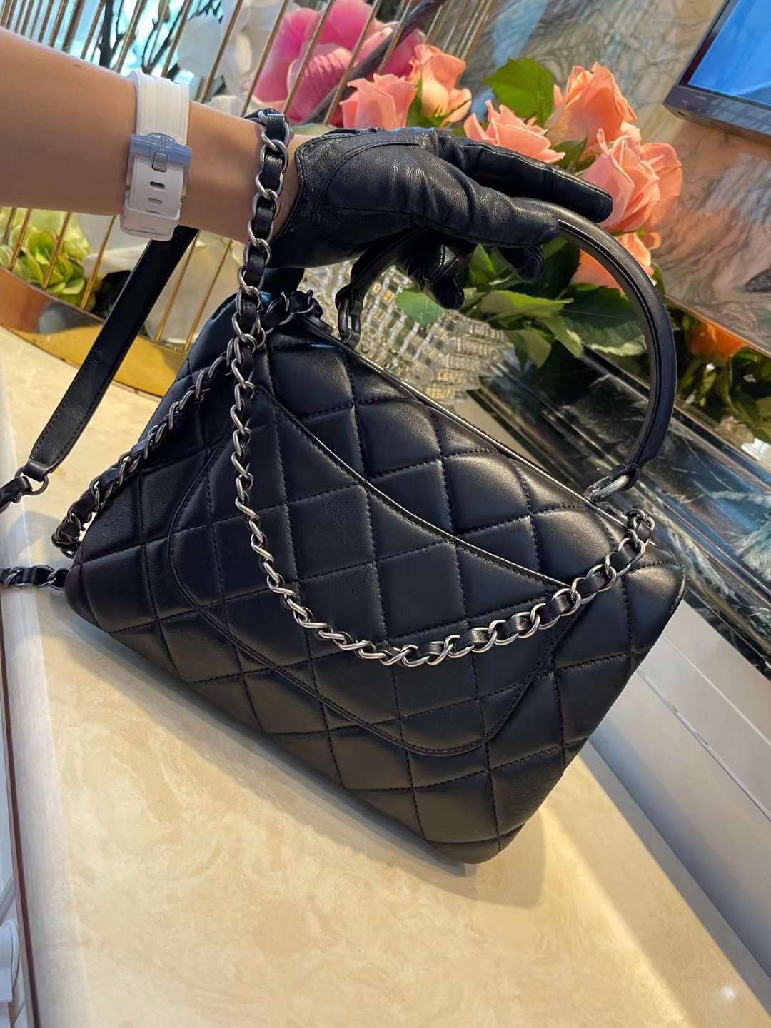Chanel Classic GlamIap Bag Medal Hardware Black For Women 9.8in/25cm