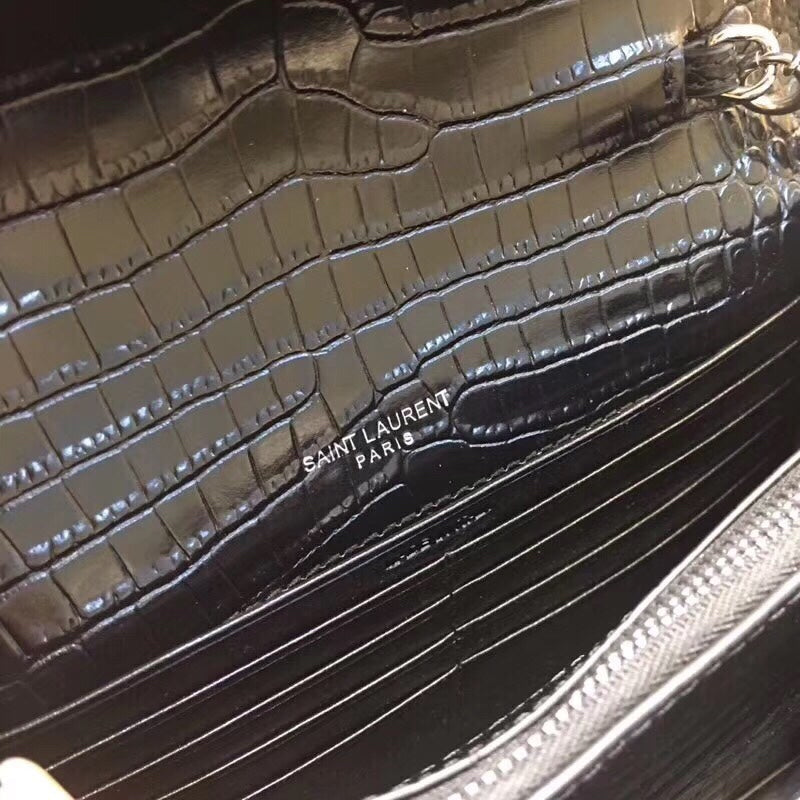 YSSL Sunset Chain Wallet Â In-Embossed Black For Women 8in/21cm YSL