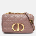 Dior Old Rose Cannage Leather Small Caro Shoulder Bag