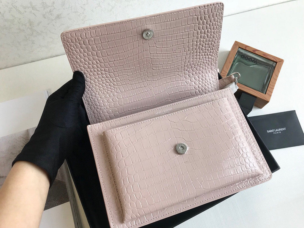YSSL Sunset Medium Chain Bag Light Pink For Women 8in/22cm YSL 442906DND0N1202