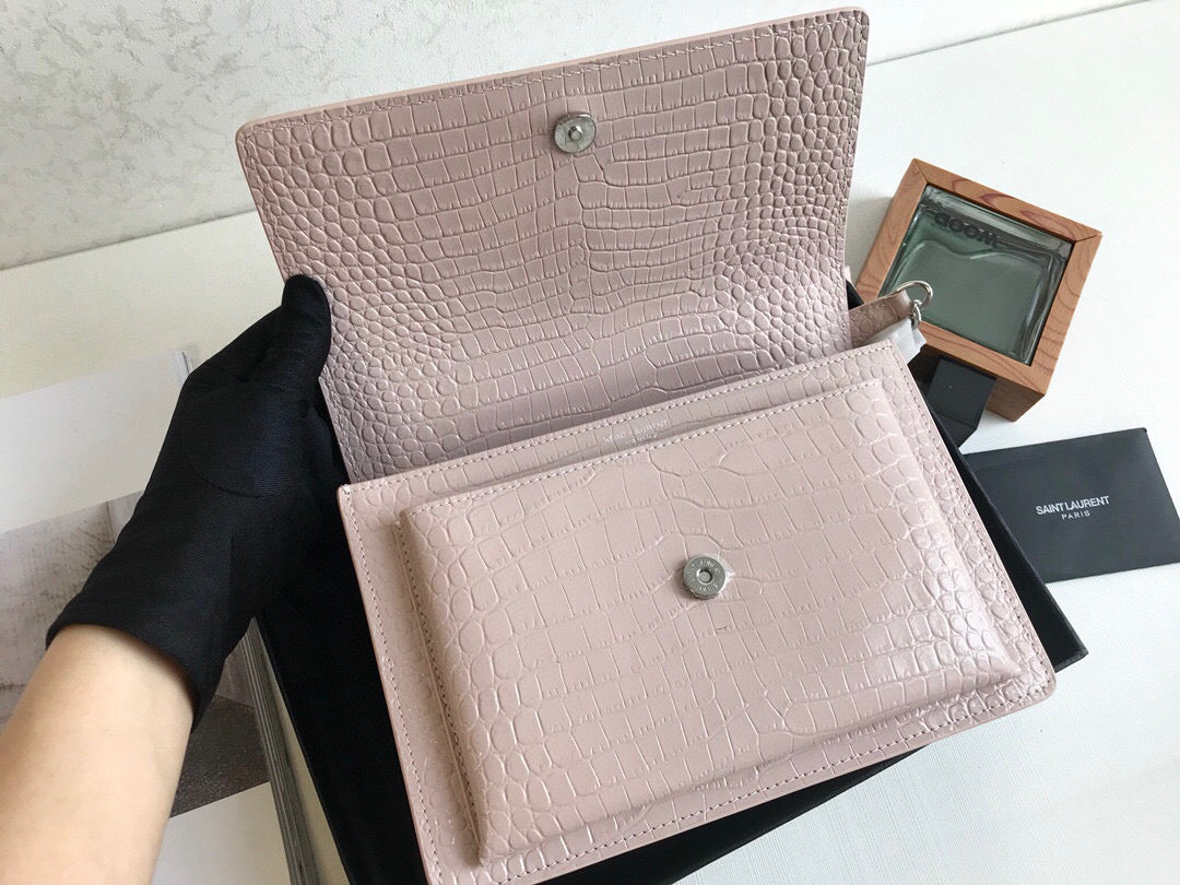 YSSL Sunset Medium Chain Bag Light Pink For Women 8in/22cm YSL 442906DND0N1202