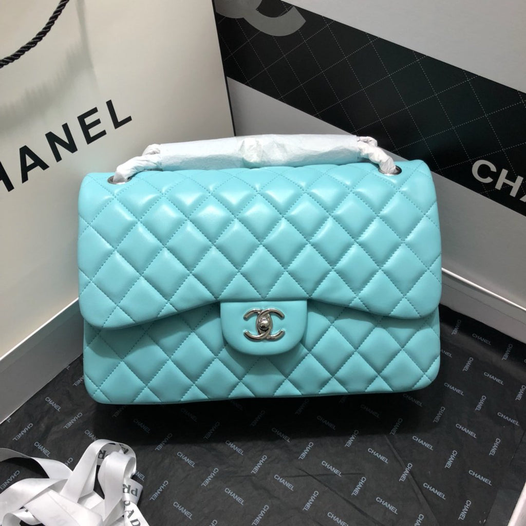 ChanelLarge Classic Handbag SiLouis Vuittoner Hardware Blue For Women, Women’s Handbags, Shoulder Bags 11.8in/30cm