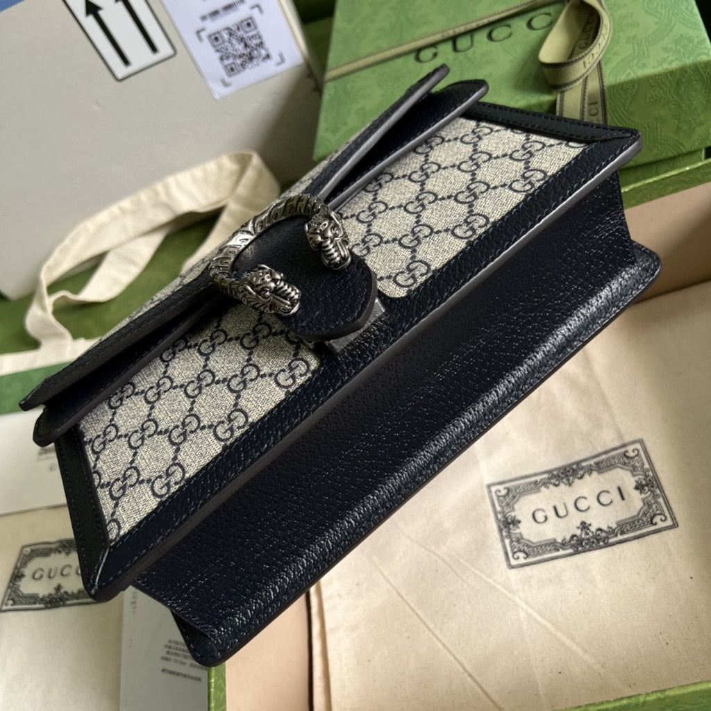 Gucci Dioronysus Small Gucci Shoulder Bag Beige And Blue Gucci Supreme Canvas For Women 10in/25cm 499623 K9GSN 4075