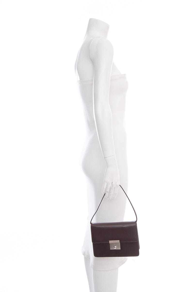 Valextra Brown Leather Mini Shoulder Handbag