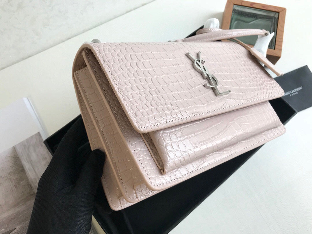YSSL Sunset Medium Chain Bag Light Pink For Women 8in/22cm YSL 442906DND0N1202