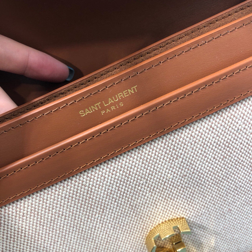 YSSL Le Cassandra Medium Chain Bag In Canvas And BoxNatural Beige For Women 8in/22cm YSL