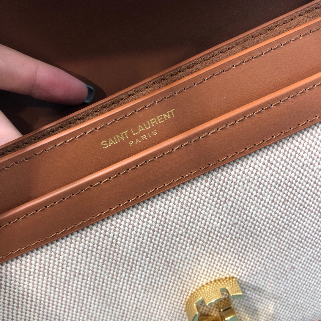 YSSL Le Cassandra Medium Chain Bag In Canvas And BoxNatural Beige For Women 8in/22cm YSL