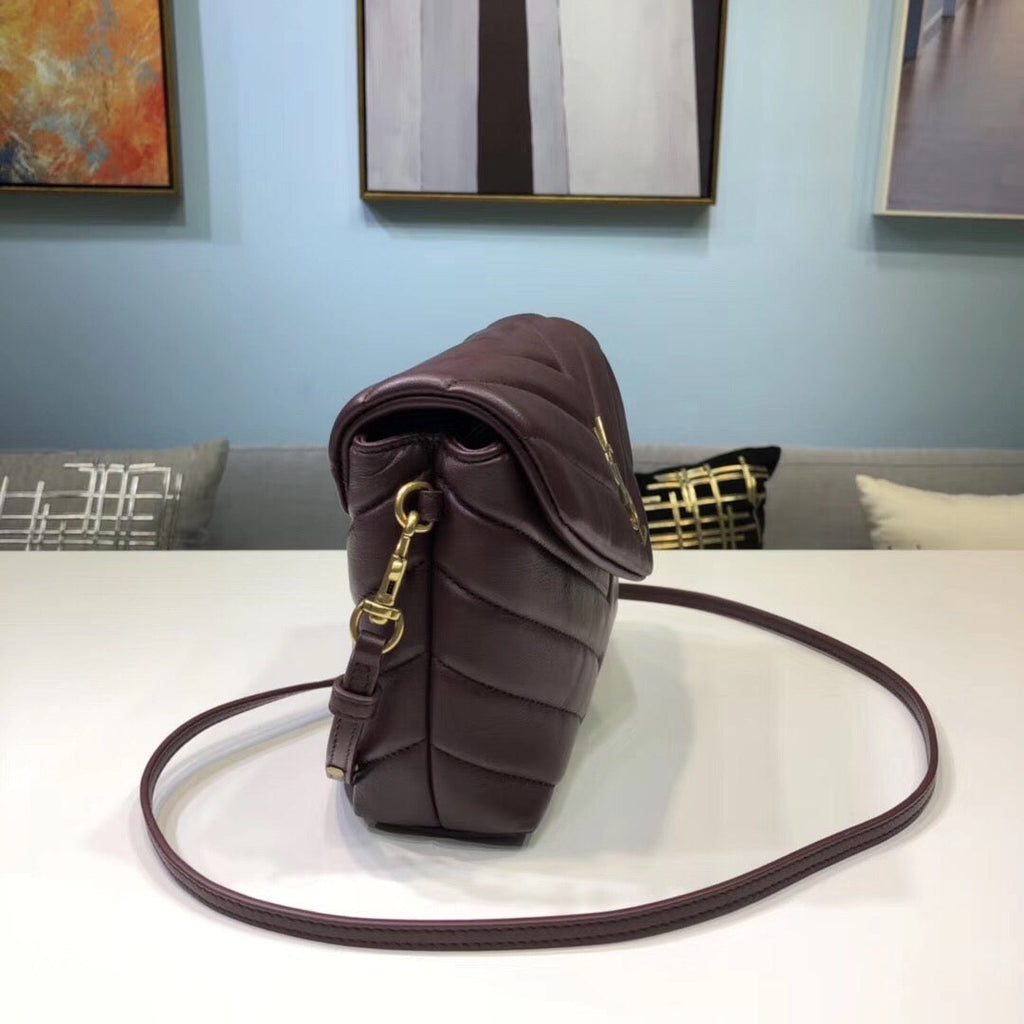 Loulou Mini Shoulder Bag Burgundy For Women 7in/18cm YSL