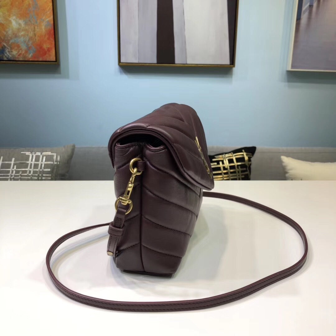 Loulou Mini Shoulder Bag Burgundy For Women 7in/18cm YSL