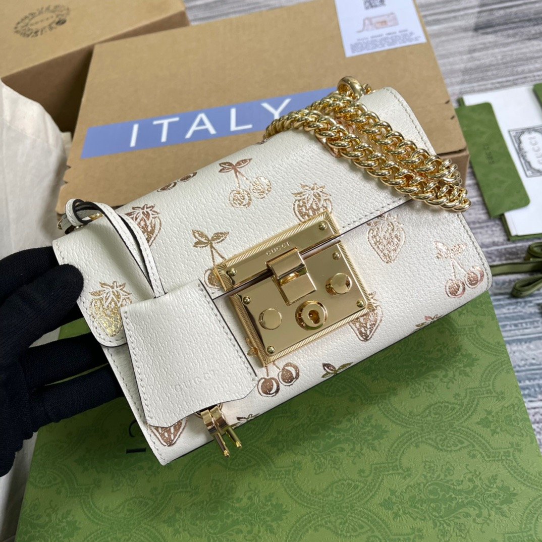 Padlock Small Strawberry Shoulder Bag White For Women, Women’s Bags 7.9in/20cm Glami
