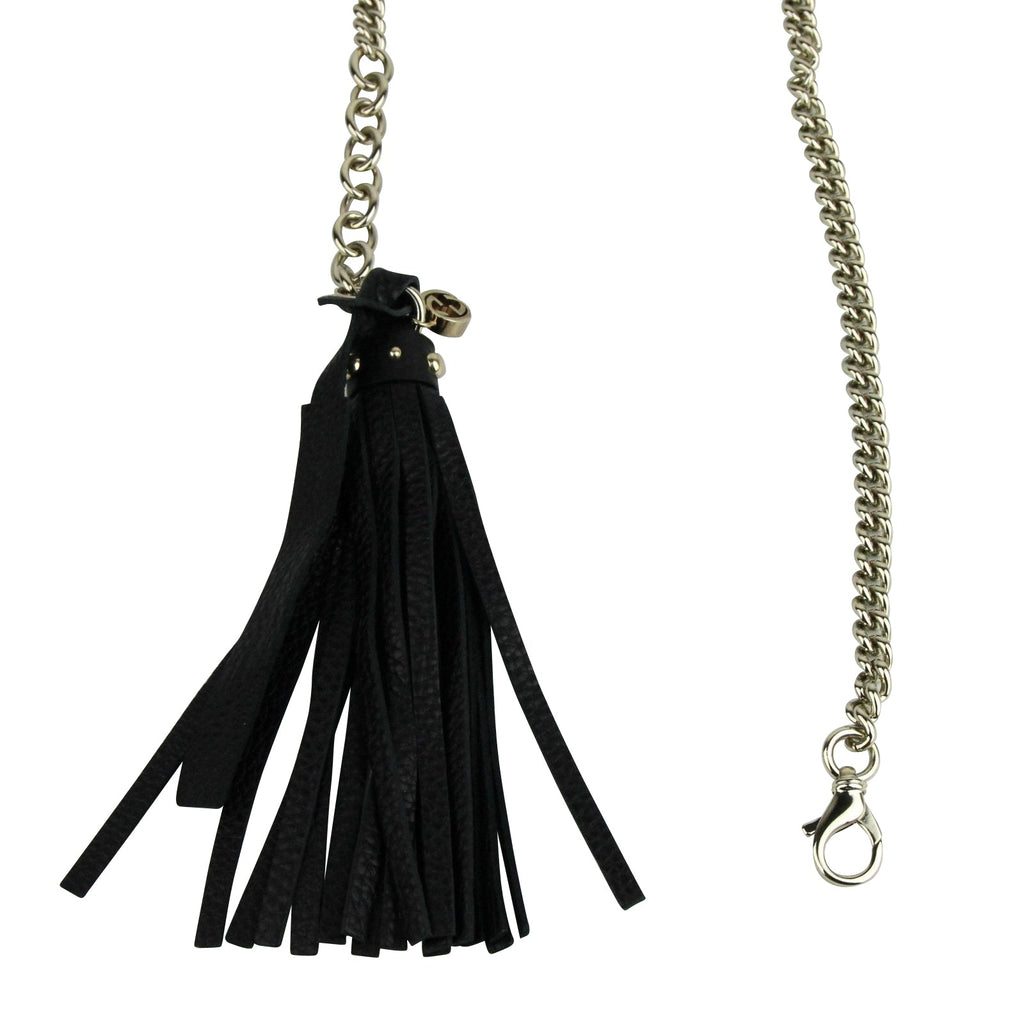 Gucci Women's Chain Tassel Gold / Black Leather Belt (80 / 32)