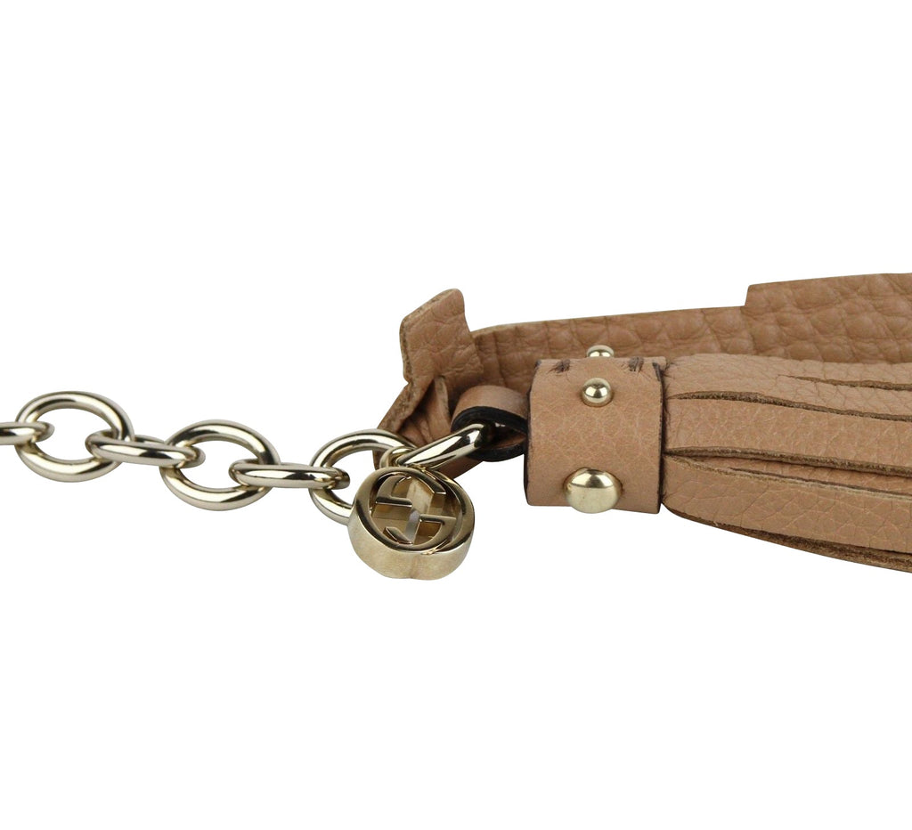 Gucci Women's Chain Tassel Gold / Beige Leather Belt (80 / 32)