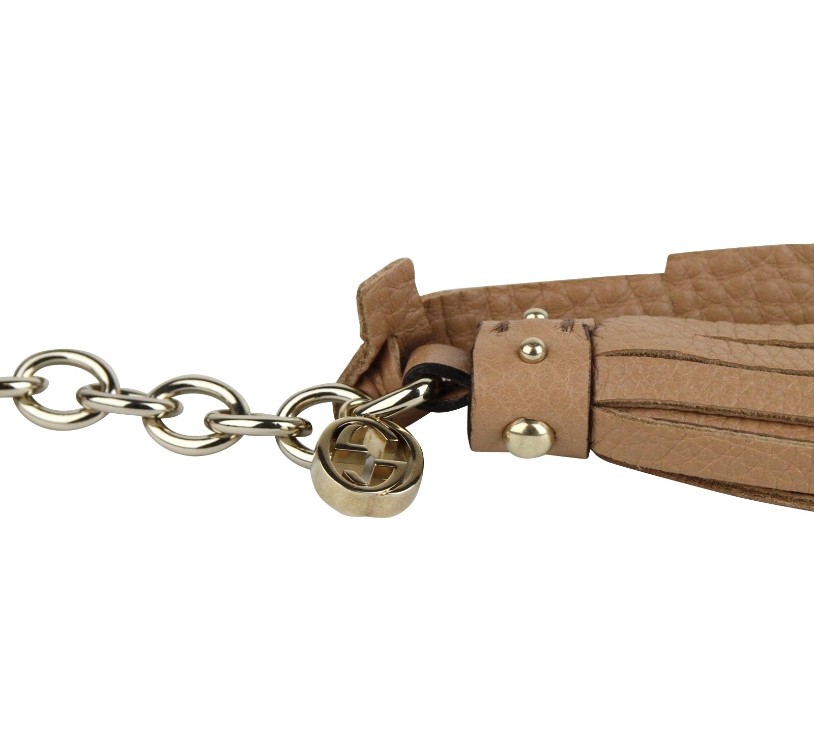 Gucci Women's Chain Tassel Gold / Beige Leather Belt (95 / 38)
