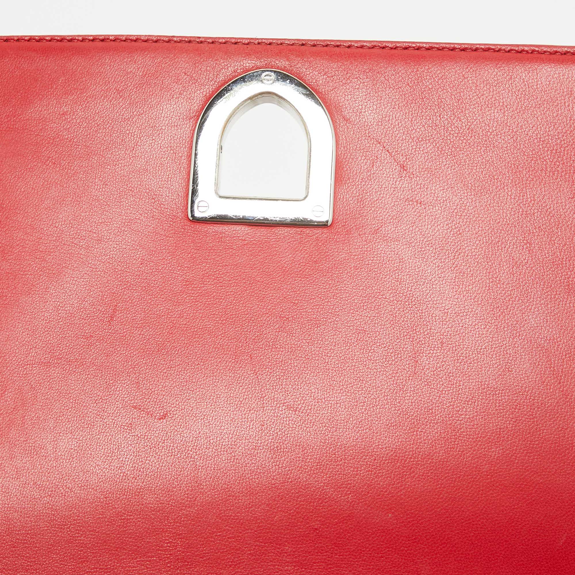 Dior Red Leather Medium Diorama Flap Shoulder Bag..
