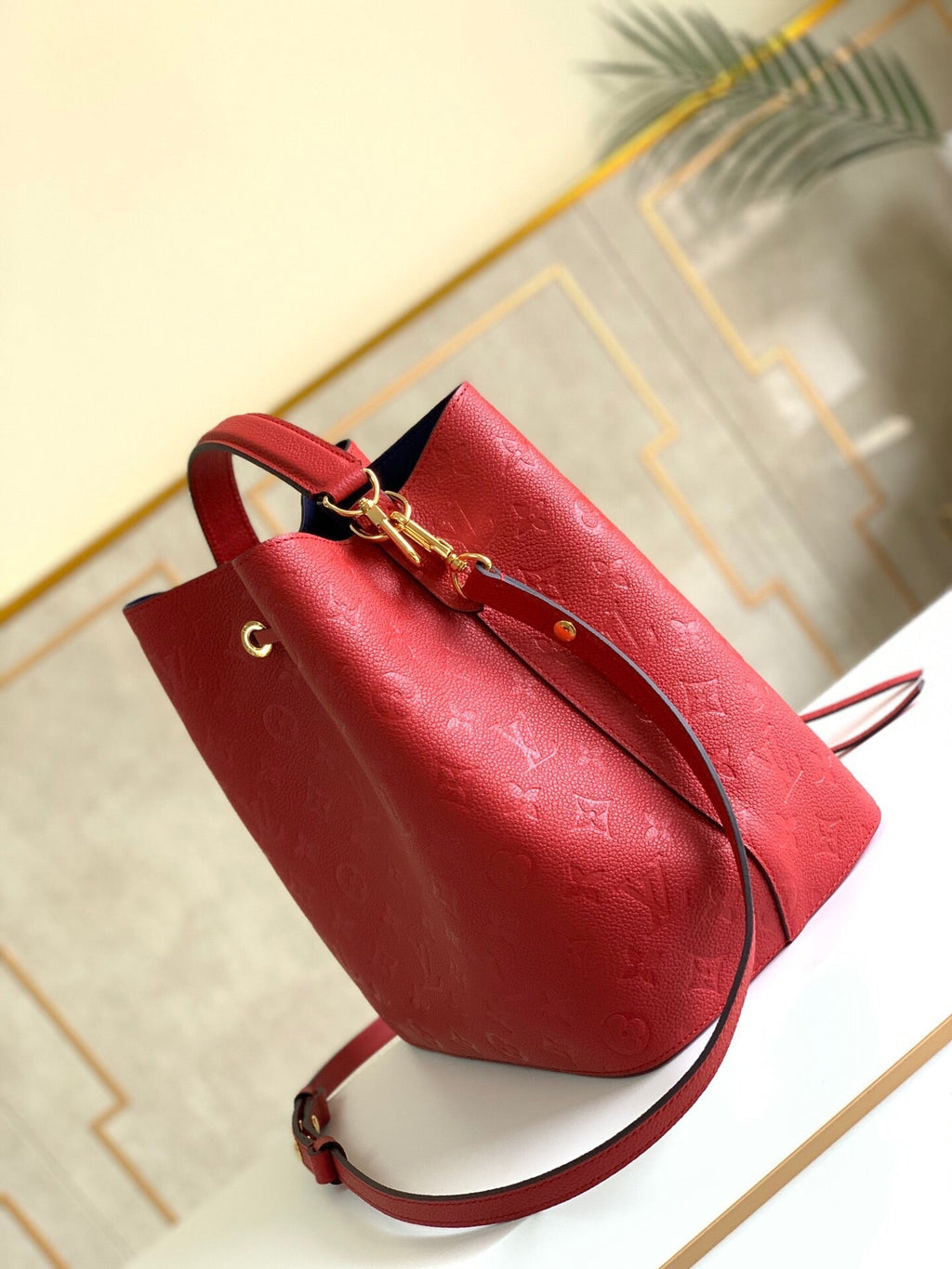 Louis Vuitton NeoNoe MM Bucket Bag Monogram Empreinte Red For Women, Women’s Bags, Shoulder Bags 10.2in/26cm Louis Vuitton