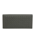 Bottega Veneta Men's Intercciaco Gray Leather Woven Long Bifold Wallet 390878 1300