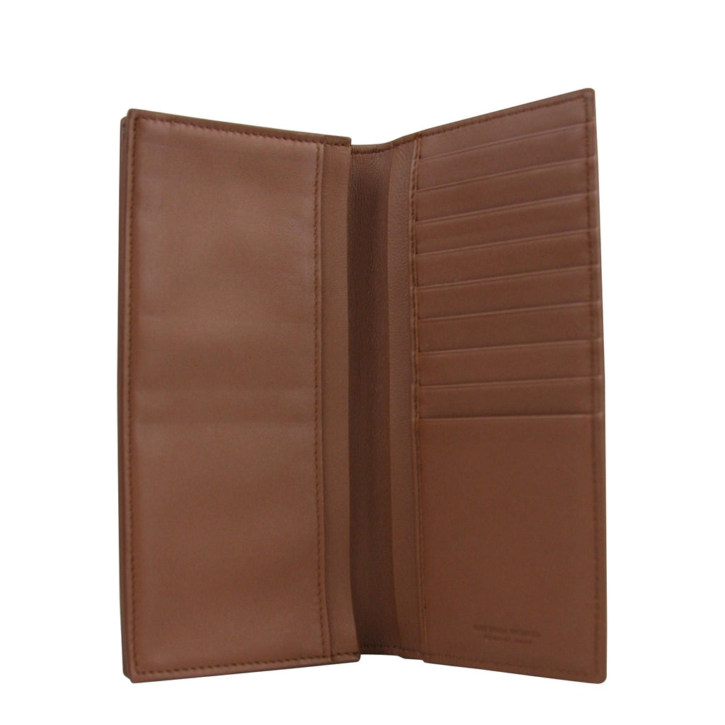 Bottega Veneta Men's Woven Brown Medium Leather Long Bifold Wallet 390878 2531