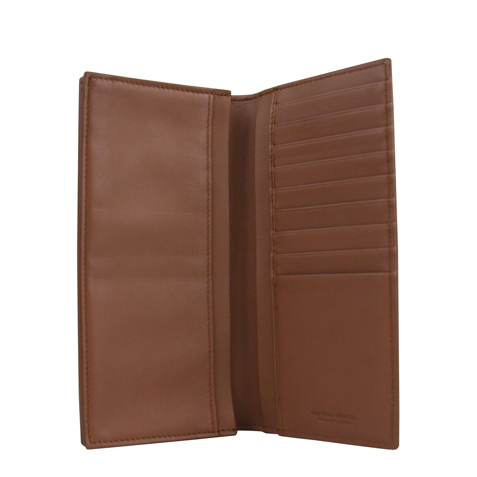 Bottega Veneta Men's Woven Brown Medium Leather Long Bifold Wallet 390878 2531