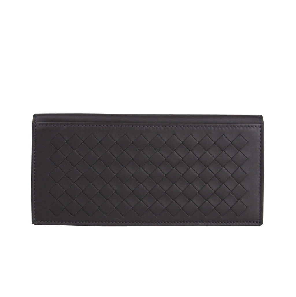 Bottega Veneta Men's Intercciaco Long Bifold Dark Plum Leather Wallet 390878 6017