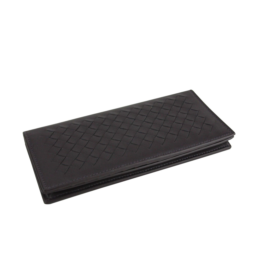 Bottega Veneta Men's Intercciaco Long Bifold Dark Plum Leather Wallet 390878 6017