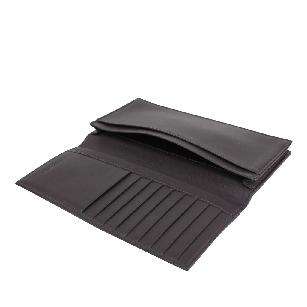 Bottega Veneta Men's Intercciaco Long Bifold Dark Plum Leather Wallet 390878 6017