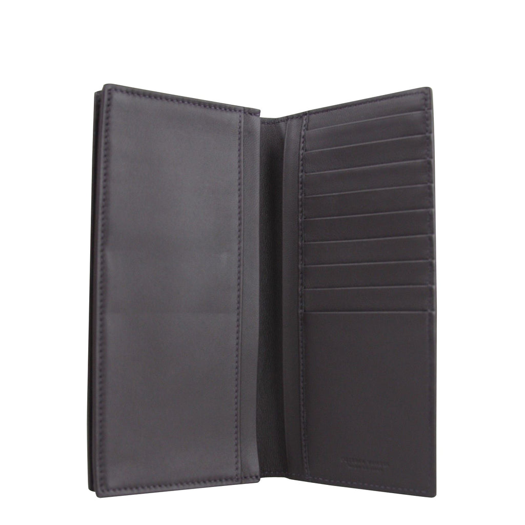 Bottega Veneta Men's Intercciaco Long Bifold Dark Plum Leather Wallet 390878 6017