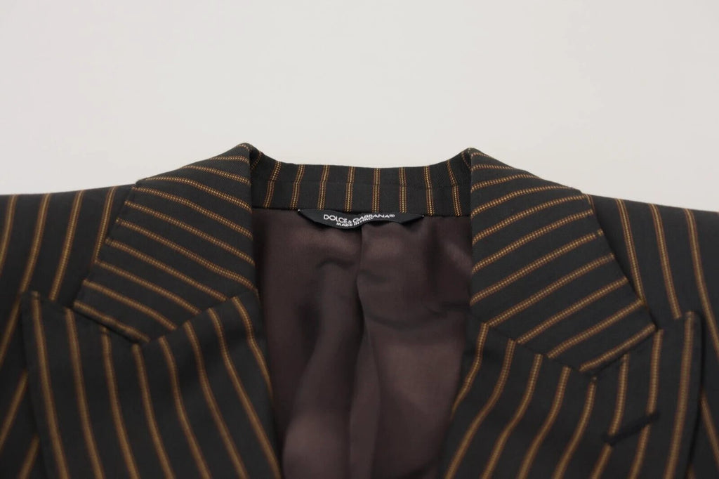 Dolce & Gabbana Black Brown Stripes Single Breasted Blazer