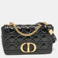 Dior Black Cannage  Leather Medium Caro Shoulder Bag