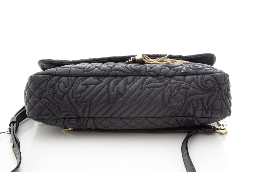 Versace Black Quilted Paisley Crossbody Handbag