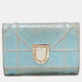 Blue Crinkled Leather Diorama Trifold Wallet