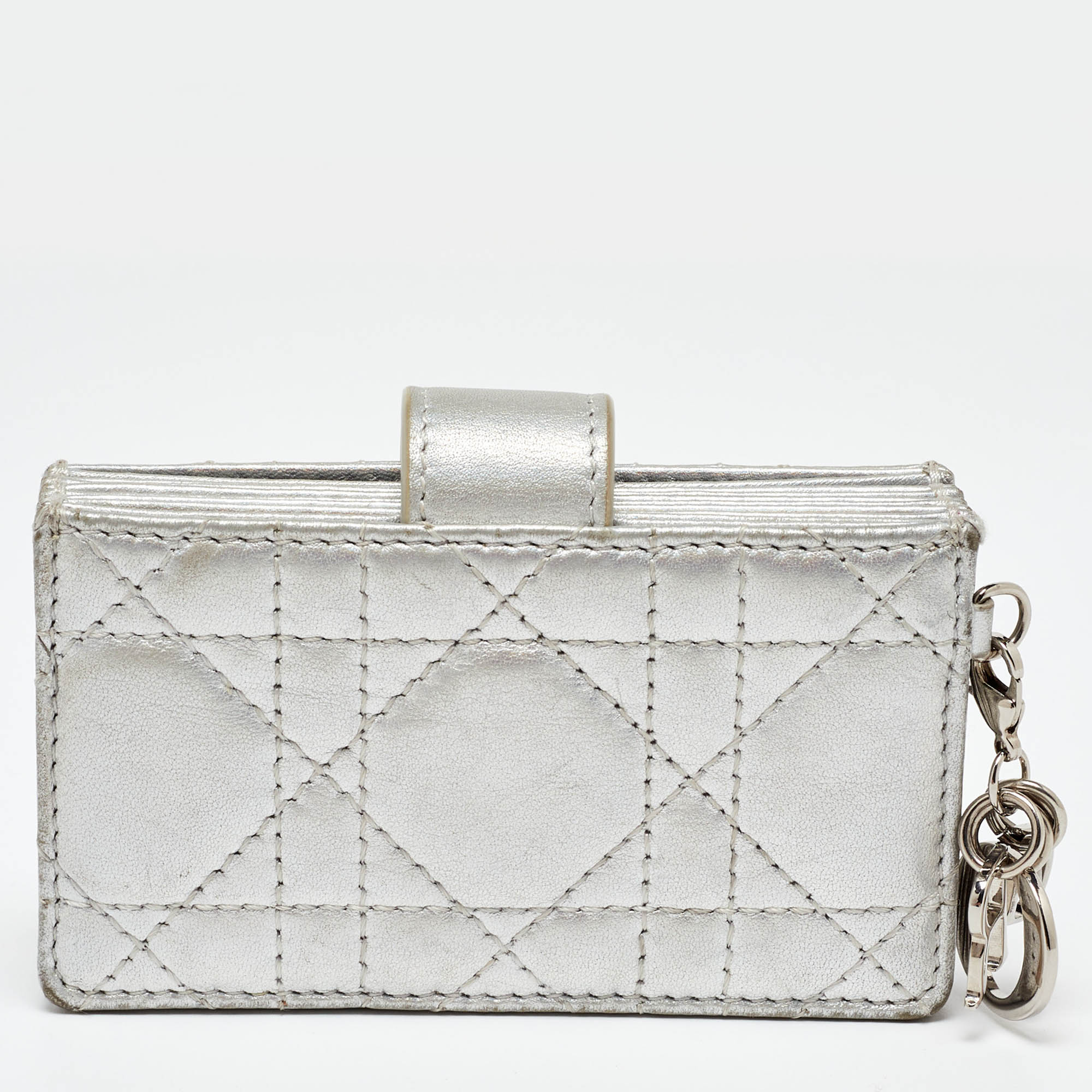 Dior Silver Cannage Leather Lady Dior 5 Gusset Card Holder..