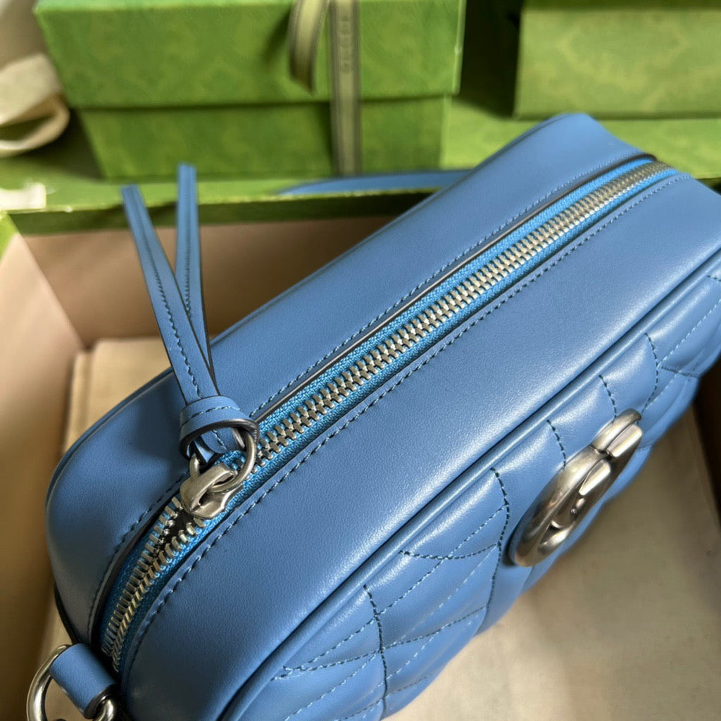 Gucci Marmont Matelasse Shoulder Bag Blue For Women, Women’s Bags 9.5in/24cm Gucci 634936 UM8BF 4340
