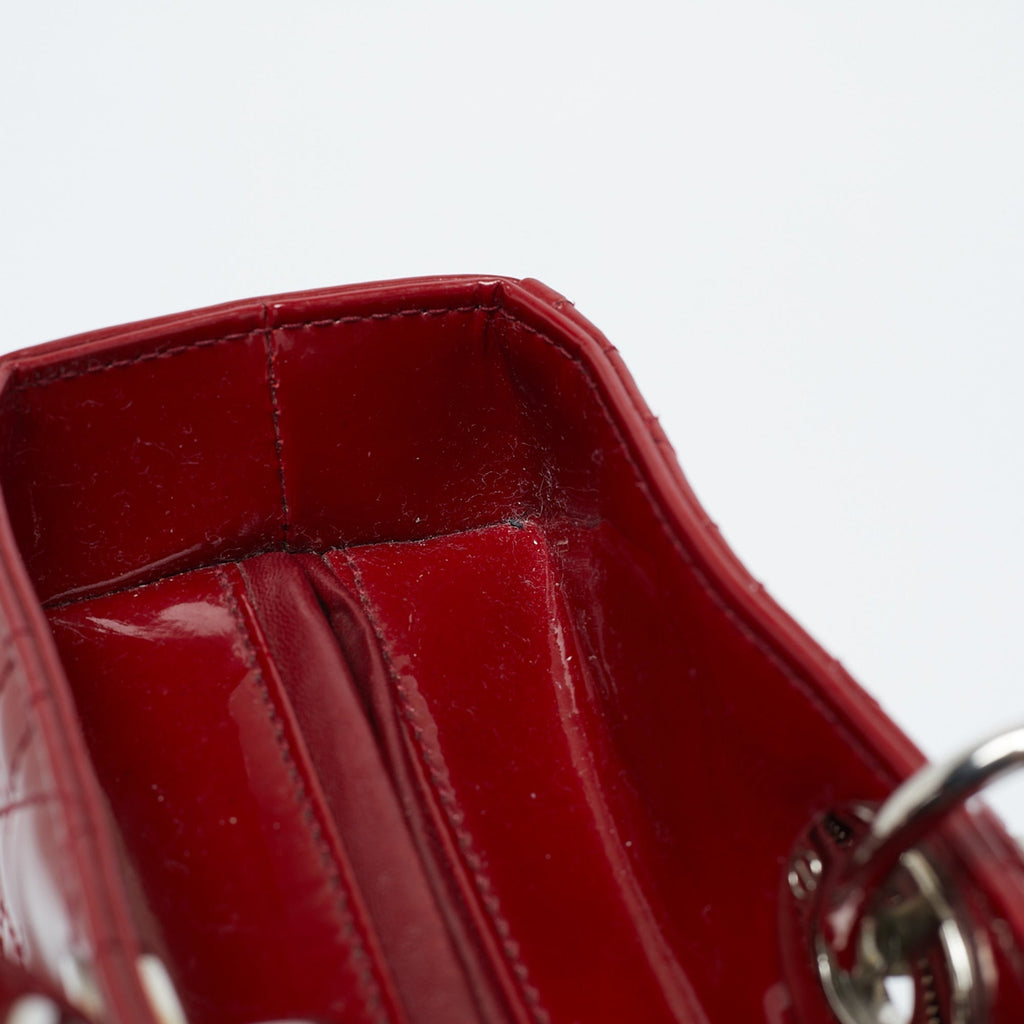 Dior Red Cannage  Leather Large Lady Dior Tote