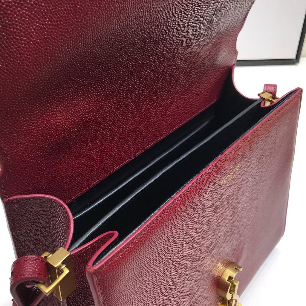 YSSL Cassandra Medium Top Handle Bag In Grain Burgundy For Women 9in/24.5cm YSL Â 578000BOW0W6475