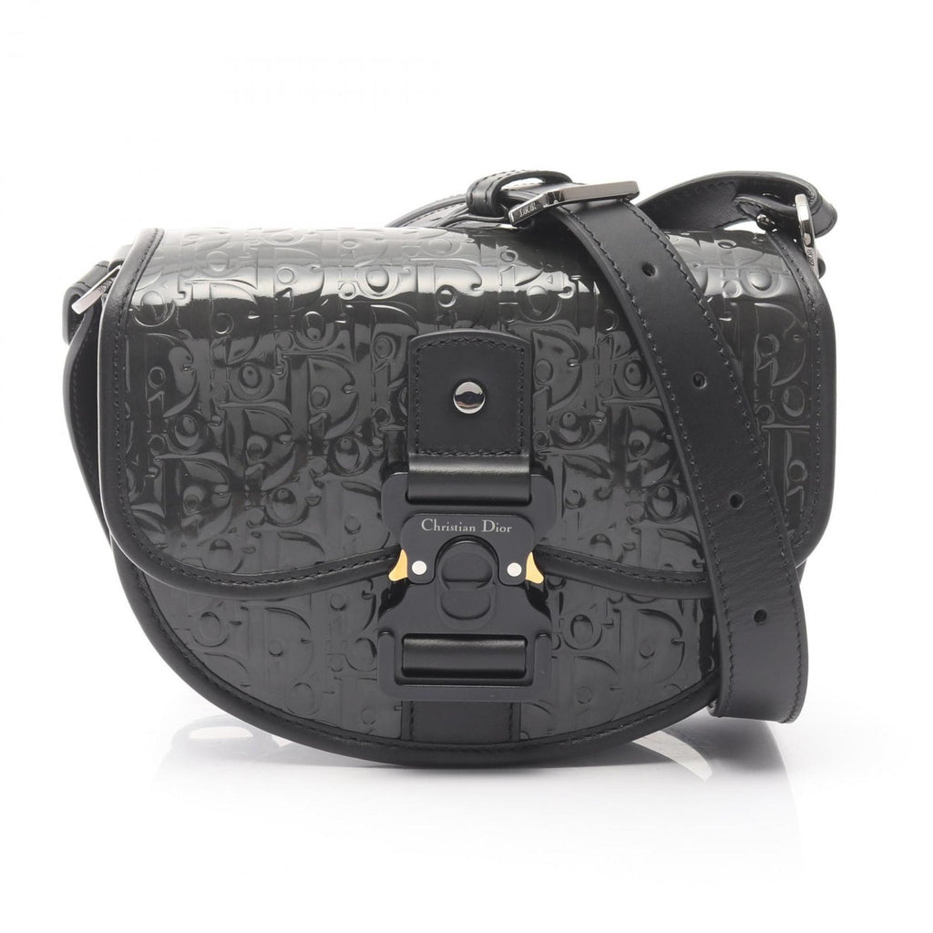 Christian Dior Gallop Flap Messenger Bag Leather Black Patent_Leather Crossbody Bag Bag (Pre-Owned)