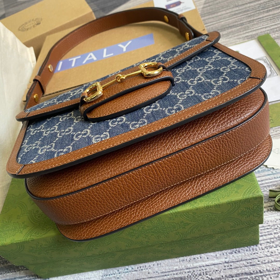 Horsebit 1955 Shoulder Bag Blue And Ivory For Women, Women’s Bags 9.8in/25cm Glami
